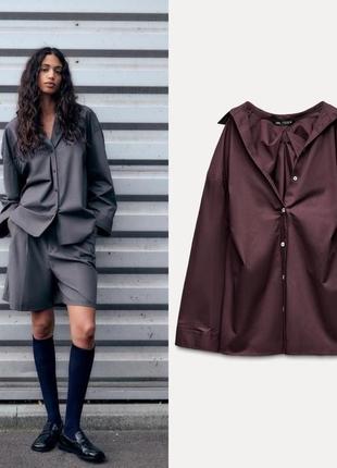 Костюм шорти з защіпами і ременем сорочка зі зборками zara