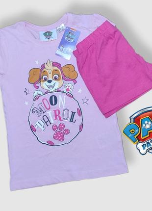 Летняя пижама для девочки хлопок домашний костюм футболка и шорты от бренда paw patrol