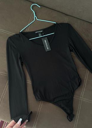 Чорний класичний боді на довгий рукав🖤