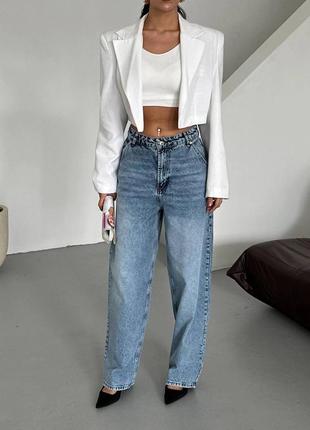 Жіночі широкі джинси скейтери із цупкого щільного джинсу