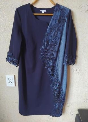 Нарядное женское платье прямого покроя, синтетика