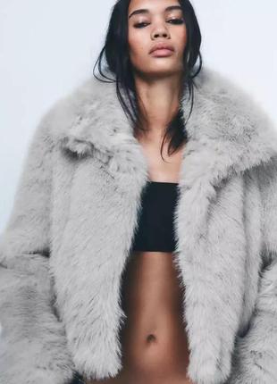Шубка серая zara короткая эко шуба новая