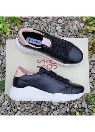 Черные брендовые женские кроссовки на платформе steve madden 38-39 40-41 размер