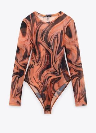 Лонгслів боді zara сітка тату прозорий