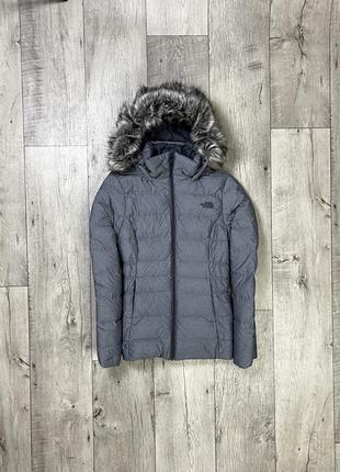 The north face 550 куртка пуховик xs размер женская стеганая серая
