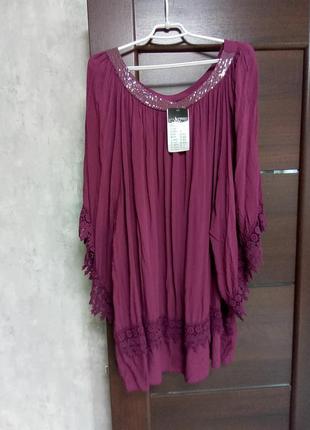 Брендовая новая красивая вискозная блуза-туника р.24-26.