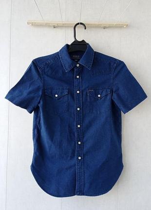 Рубашка ralph lauren джинсовая синяя с коротким рукавом на кнопках на 8 лет рост 140 см