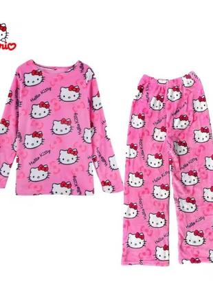 Піжама тепла hello kitty хелоу кітті рожева