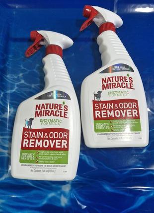 Спрей для собак nature's miracle stain&odor remover spray для устранения запахов и пятен 709 мл энзим формула