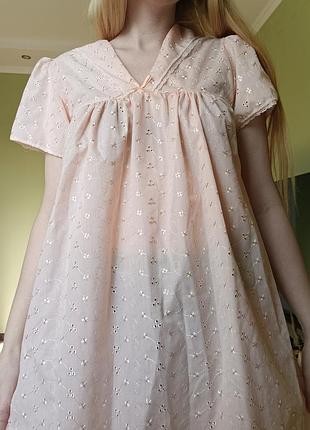 Кружевная ночная рубашка винтаж персикового цвета