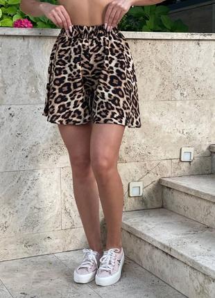 Шорты в леопардовый принт ткань турецкий🇹🇷штапель