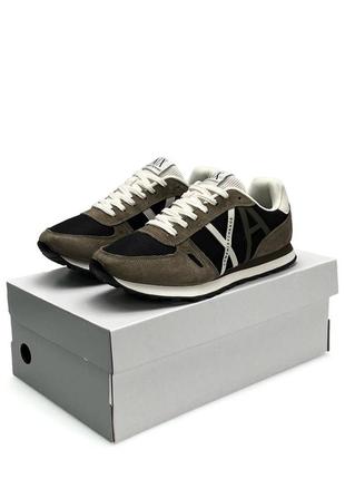 Мужские кроссовки armani exchange ax khaki black