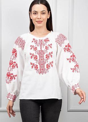 Колоритна блуза вишиванка, українська вишиванка, етно сорочка з вишивкою