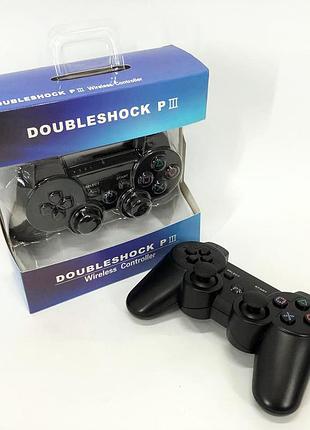 Беспроводной игровой геймпад doubleshock ps3/pc аккумуляторный джойстик с функцией вибрации. цвет: черный.w+