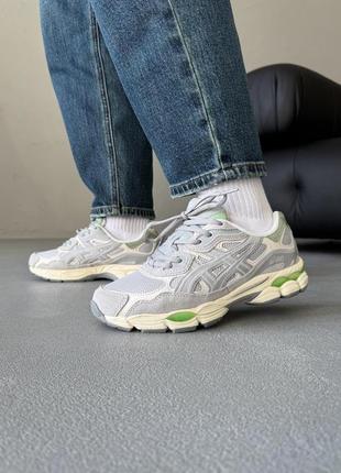 👟 кросівки      asics gel-nyc grey green / наложка bs👟