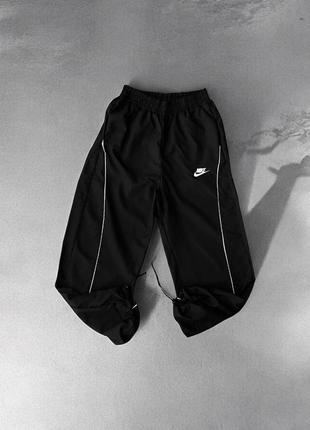 Мужские спортивные нейлоновые брюки nike, найк на утяжках, черные брюки