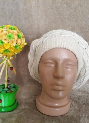 Ангора с акрилом! женский берет, цвет беж