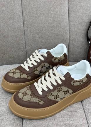 Женские кроссовки кеды gucci ❤ , коричневые, тренд сезона