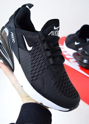 Nike air max 270 черные с белым кроссовки женские текстильные сетка лёгкие, отличное качество весенние летние демисезонные низкие найк аэр макс с баллоном