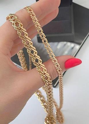 Цены в описании, цепь медсплав медзолото, 8 мм и 4 мм, 45 см ромбики ромб