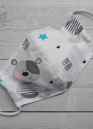 Маска 🐻 детская. маски. молочка с мышком, трехслойная с кармашком.
