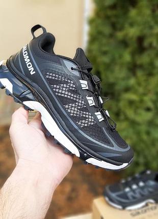 Мужские качественные и стильные кроссовки salomon xt-6 ft черные с белым