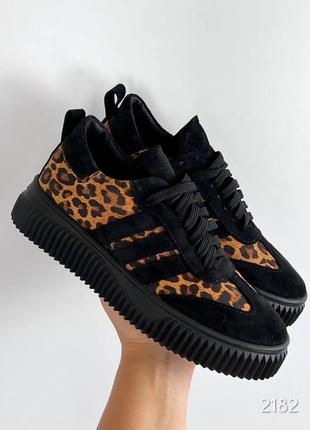 Кеди    жіночі adidese, чорний/лео, натуральна замша