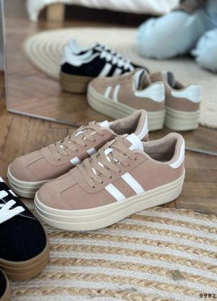 Стильные кроссовки женские, натуральная замша