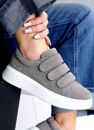 Стильные замшевые кеды с липучками 🌿23730