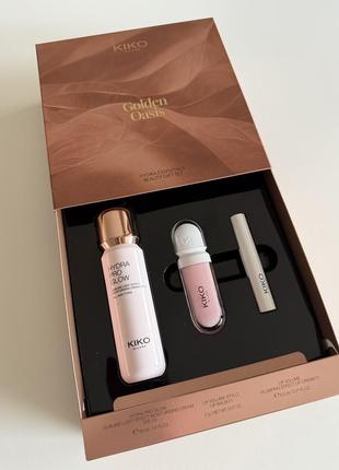 Набір косметики кіко golden oasis (hydra pro glow + lip volume 01