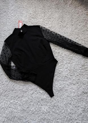 Фирменный боди рукав сетка boohoo р.m/l
