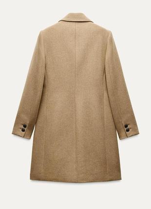 Вовняне бежеве пальто zara3 фото