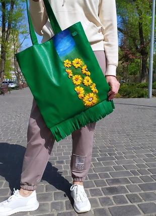 Сумка шопер, ручної роботи, вишитий стрічками.