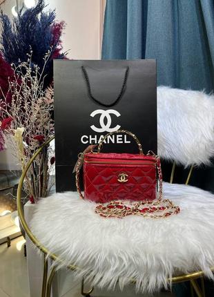 Сумка-косметичка chanel красная 96066