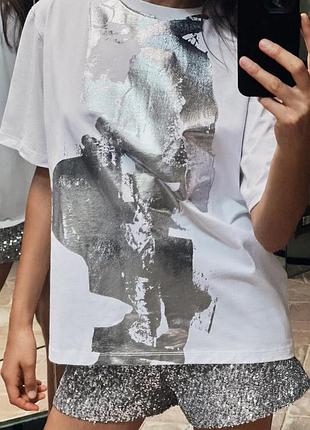 Металлизированная футболка zara