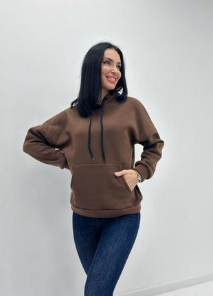 Жіноча худі кофта батник з капішоном бежевий коричневий чорний
