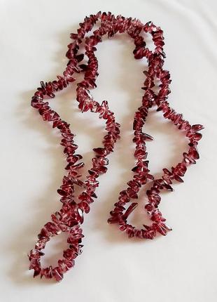 Буси гранат 90 см намисто натуральний камінь