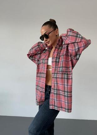 Фланелевая рубашка оверсайз в клетку