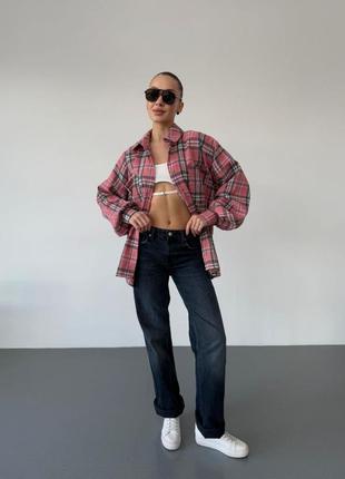 Фланелевая рубашка оверсайз в клетку