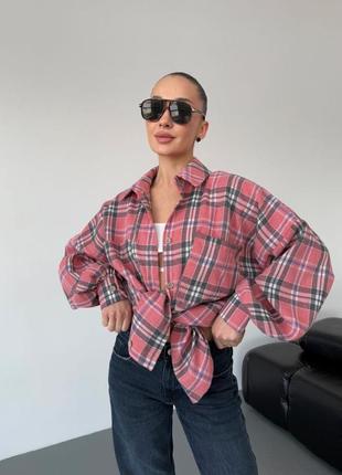 Фланелевая рубашка оверсайз в клетку
