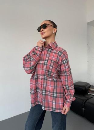 Фланелевая рубашка оверсайз в клетку