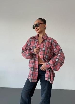 Фланелевая рубашка оверсайз в клетку