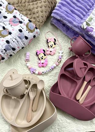 Силіконовий посуд для першого прикорму. тарілки на присосці