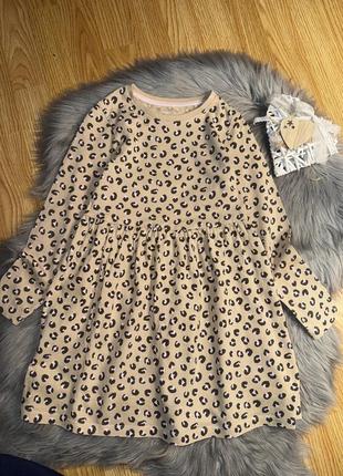 Стильное фирменное платье леопардовый принт на девочку 6/7р m&s collection