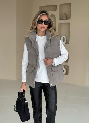 Дутый жилет жилетка шерсть кашемир