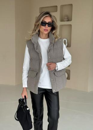 Дутый жилет жилетка шерсть кашемир