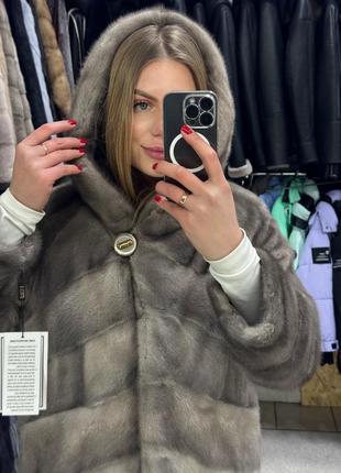Шуба норкова шуба жіноча шуба 90 см шуба паркет пошив2 фото