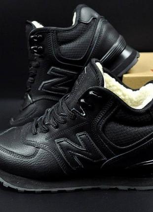 Кроссовки женские new balance 574 high all black winter