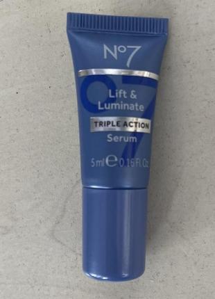 Пробник 5 мл no7 lift luminate serum сироватка для обличчя потрійної дії