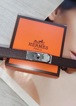 Модний коричневий шкіряний ремінь в стилі hermes